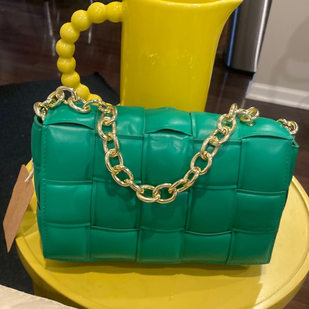 Brand New Green Faux Leather Bag